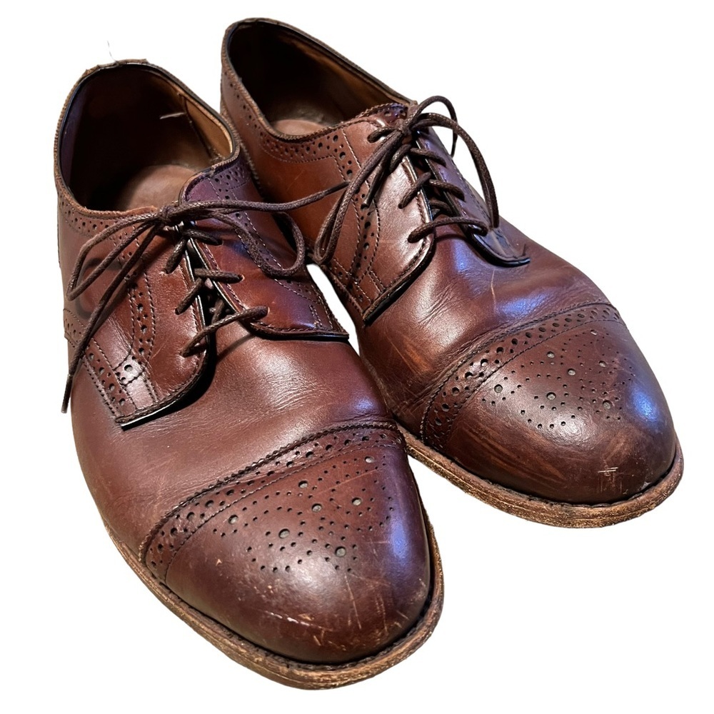 Allen Edmonds Mens Brown Sanford Oxford Dress Shoes Lace Up Leather 11 43324 B